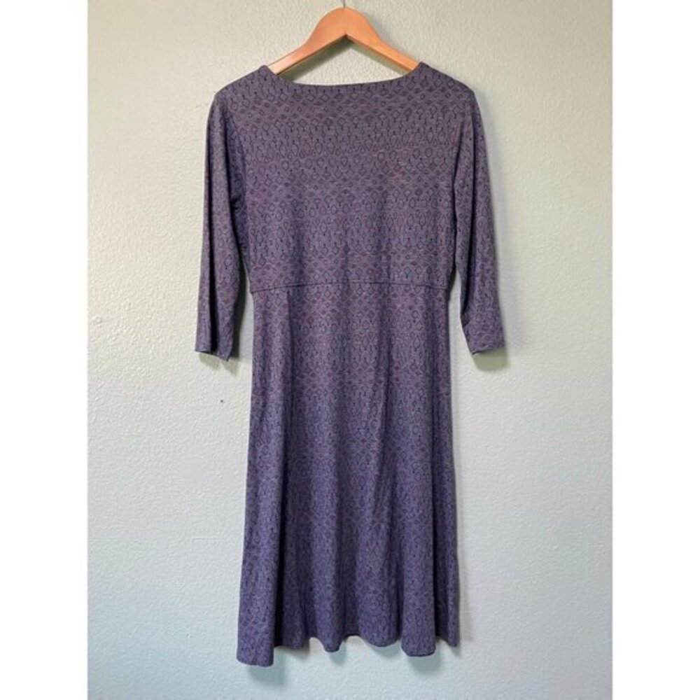 Toad & Co Women's Dark Navy/Purple Patterned 3/4 Sleeve Dress Size Medium - Picture 2 of 6